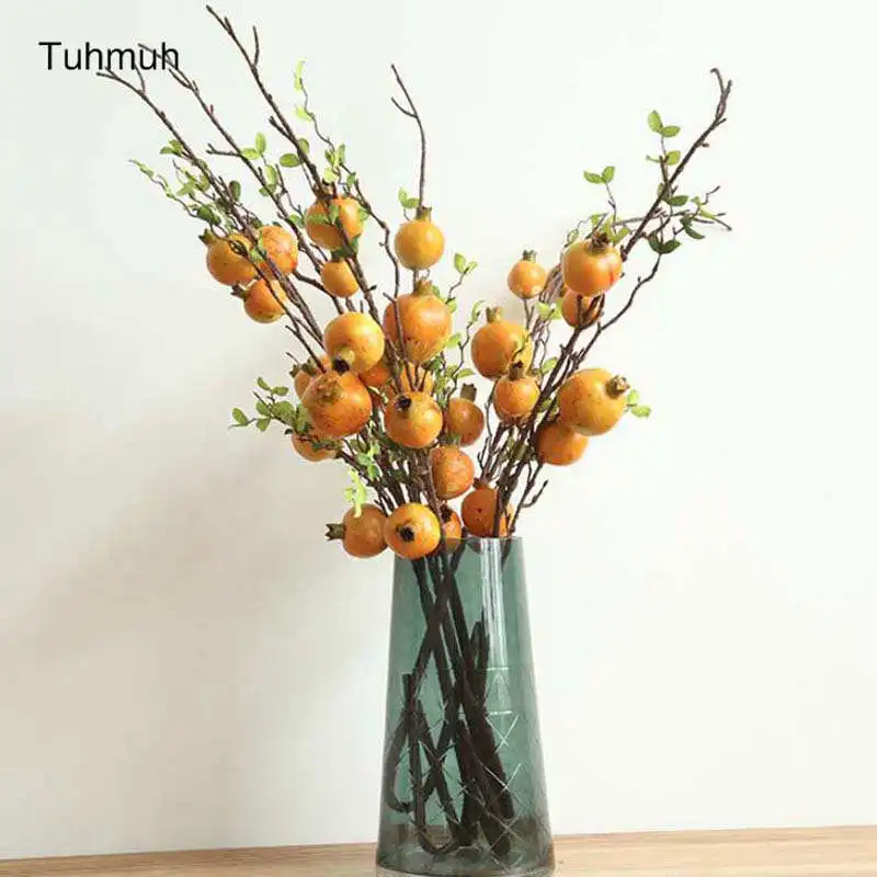 

Long 96cm 6 Fruits Heads Foam Small Pomegranate Berry Fruit DIY Artificial Flowers Home Wedding Decoration Fake Flower Plant