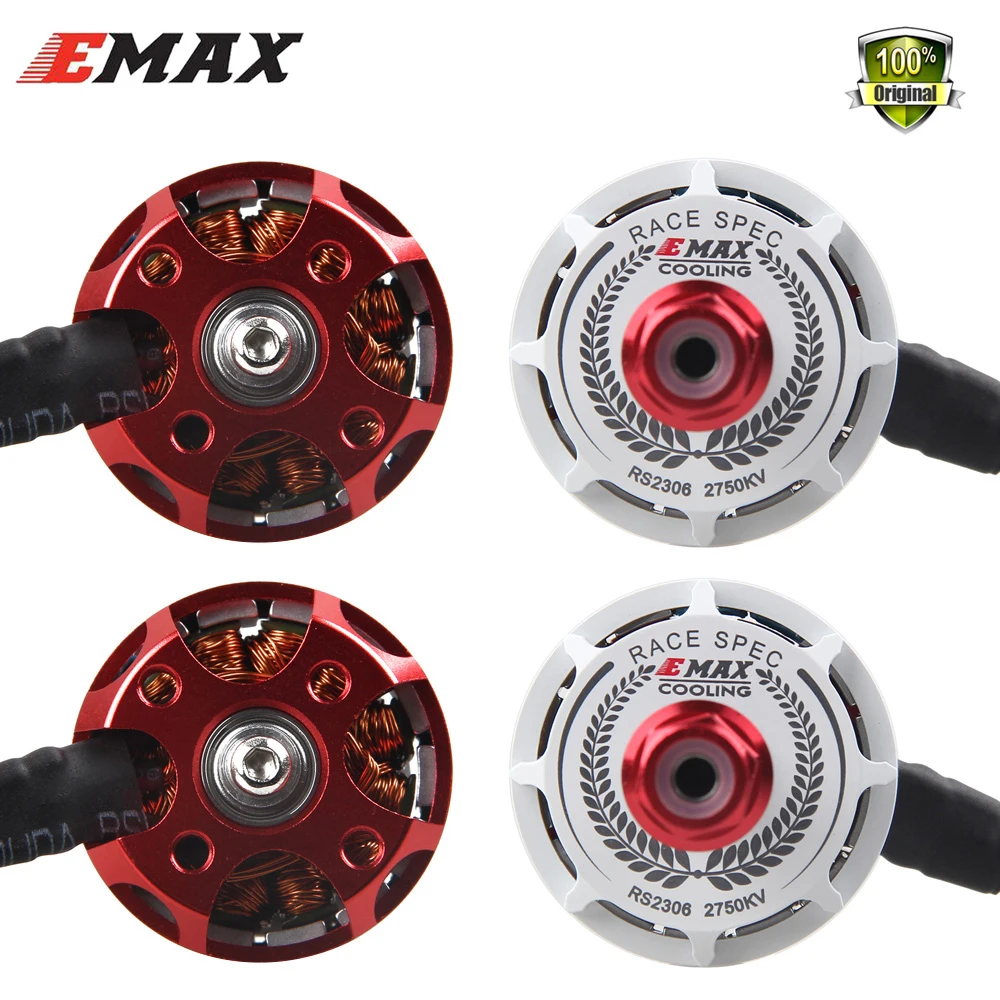 Original EMAX 4pcs RS2306 2400KV/2750KV Brushess Motor White Version for FPV fpv RACER