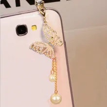 Изысканная жемчужная подвеска-бабочка, противопылевая заглушка для Iphone6 6s для samsung S6 для Xiaomi Meizu и всех 3,5 мм разъем для наушников