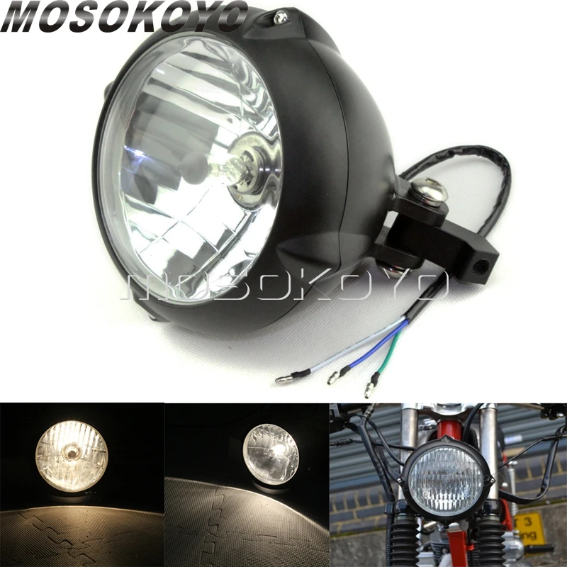 Винтажная круглая мотоциклетная фара 5 75 дюйма H4 12 В для Harley Cafe Racer Chopper Bobber Cruisers на