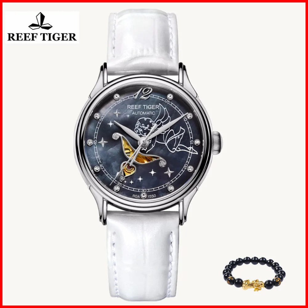

2019 New Reef Tiger/RT Fashion Stainless Steel Watch Lover Womens Diamonds Waterproof Mechanical Watches Clock Reloj Mujer+gift