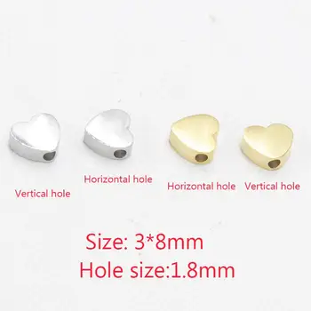 

20 pcs 7.4*8mm hole size 1.8mm Stainless steel Material small heart beads Charm For DIY jewelry making
