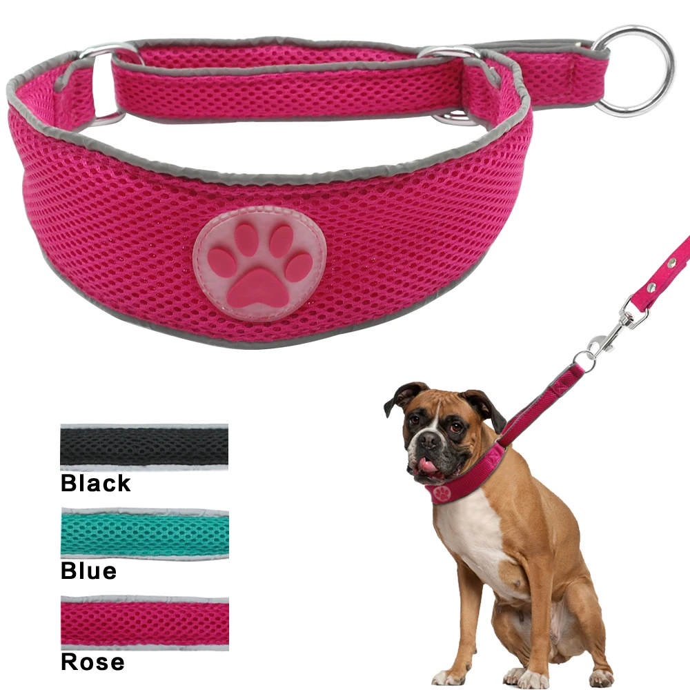 Soft Nylon Mesh Pet Dog Collars With Cute Paw Print Breathable Adjustable For Daily Walking