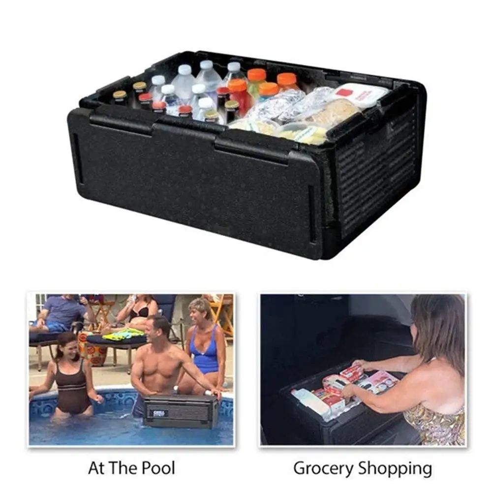 New 60 Cans Chill Chest Cooler Collapsible Portable Outdoor Thermos Wine Whisky Ice Bucket Insulated Waterproof Cool Storage Box