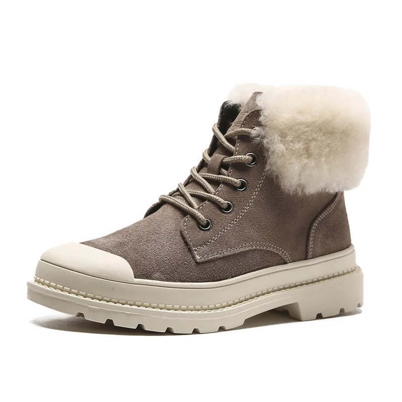 

2018 winter new fashion simple solid color Martin boots women trend leather comfortable plus velvet warm casual boots.