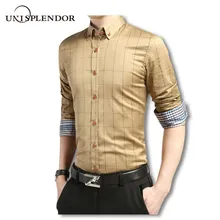 Хлопковые фирменные носки Для мужчин одежда Slim Fit Для мужчин рубашка с длинными рукавами мужской Клетчатый бренд Повседневное человек рубашка социальных размера плюс M-5XL YN10318