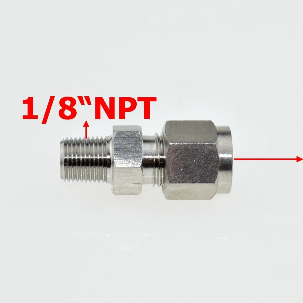 2 шт. 1/8 "NPT x 3/8" (9.52 мм) OD двойной наконечник трубки сжатия место Мужской Нитки npt, разъем Нержавеющая сталь 304