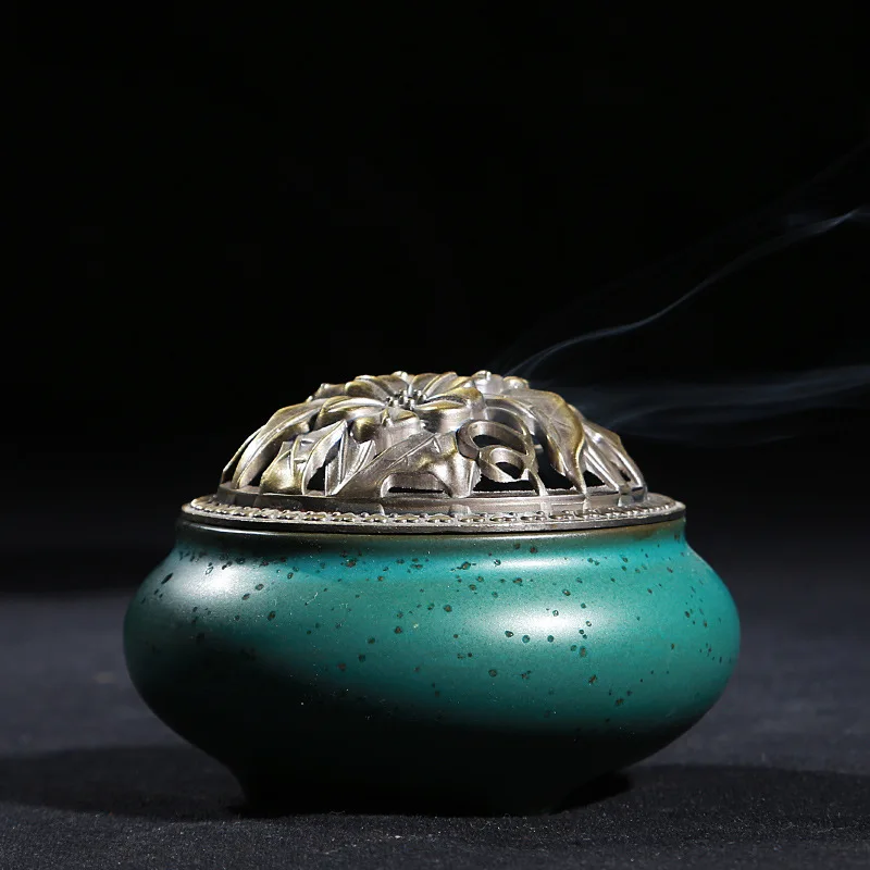 Copper incense burner cover ceramic Buddha archaize alloy joss stick