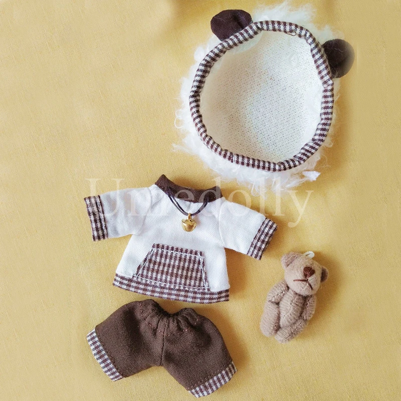 

1 Set 1/12 Bear Hat + Shorts + T-shirt Clothes for OB11 Obitsu 11 Doll Outfits Clothing Accessories Toy