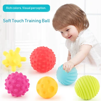 

6pcs/lot Baby bath Toy Ball Set Develop Baby's Tactile Senses Toy Baby Touch Hand Ball Toys Baby Training Ball Massage Soft Ball