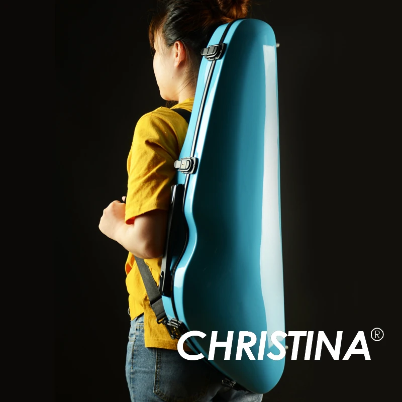 

High quality Italy Christina violin case 4/4 violin carbon fiberglass case blue color Violin accessories