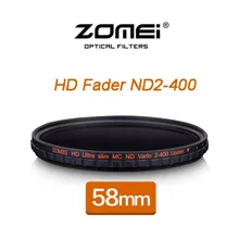 ZOMEI 58MM HD MC Adjustable Variable ND2-400 Filter Neutral Density Shott Glass For Nikon D5300 D5200 D5100 Canon 600D DSLR