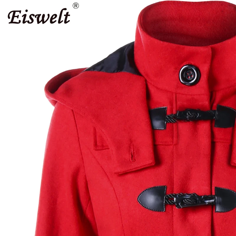 EISWELT винтажная Женская рождественская Красная Зимняя шерстяная смесь Готический