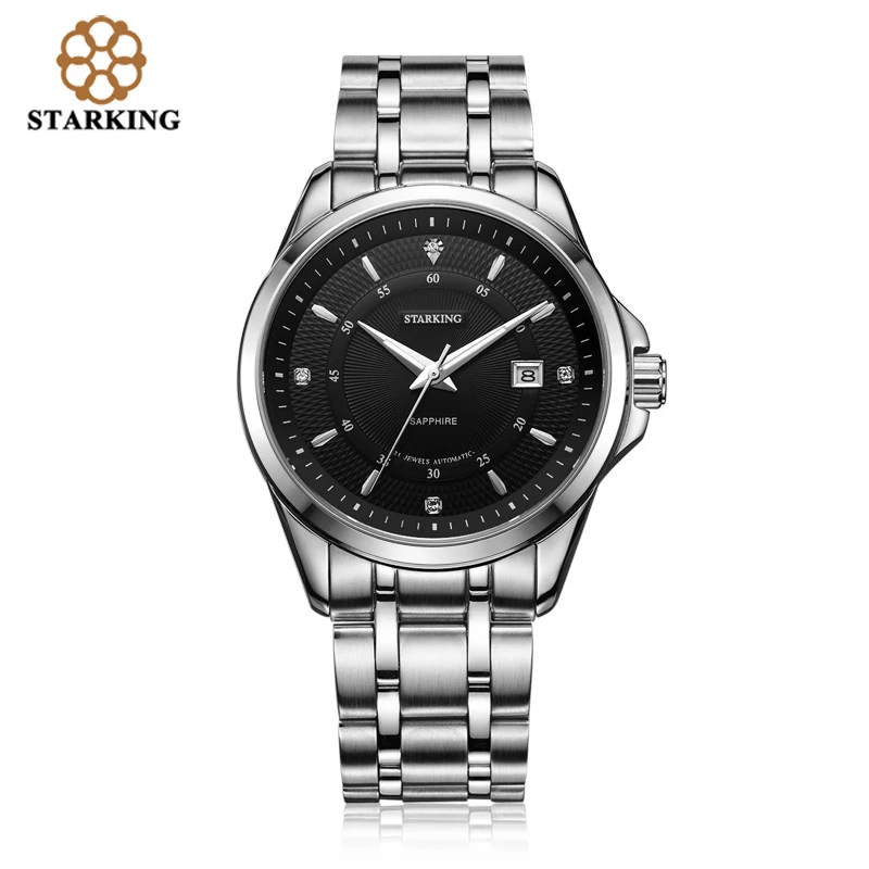 STARKING Лидирующий бренд Роскошные мужские часы Rerto дизайн автоматические самовзводные наручные часы из нержавеющей стали 50 м водонепроницаемые мужские часы - Цвет: AM0143SS12