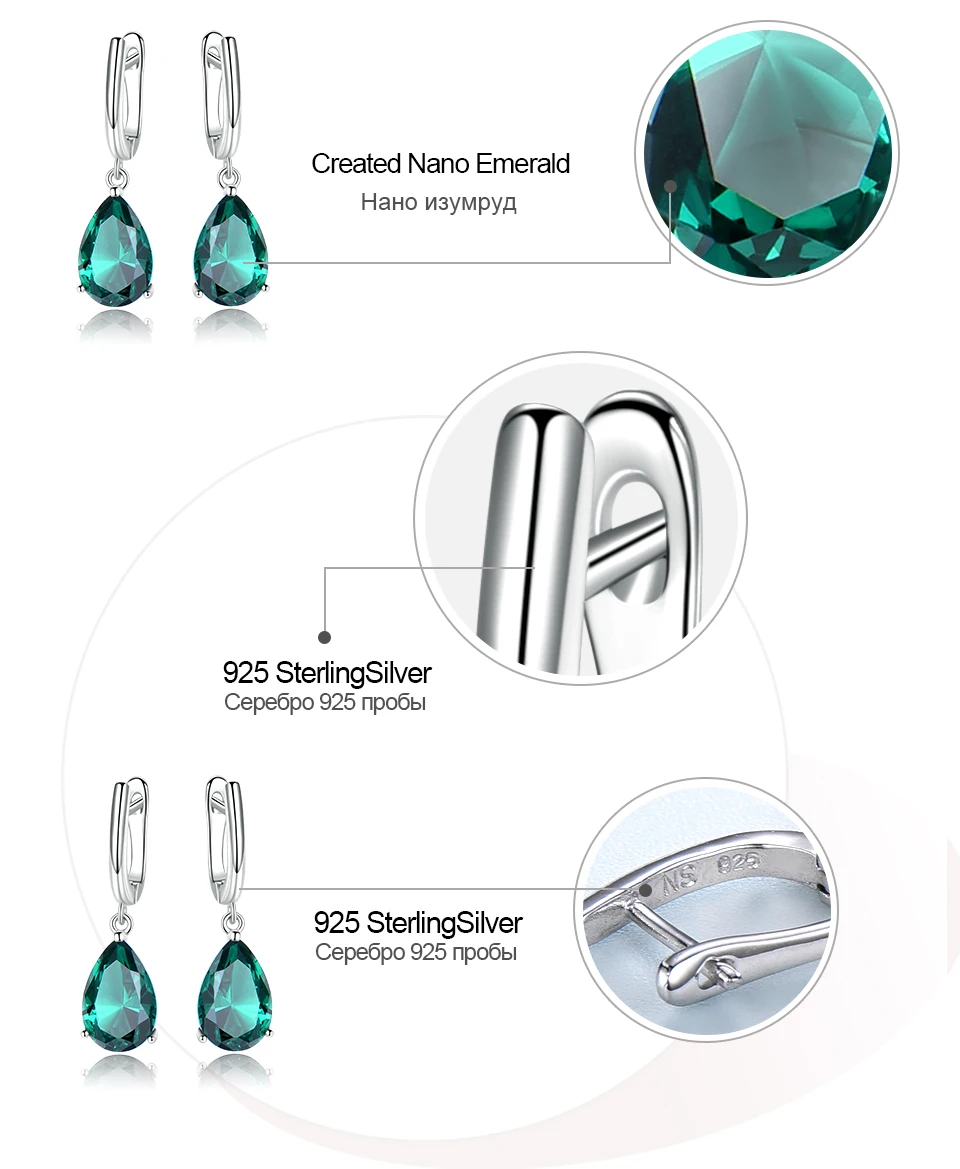 UMCHO &nbsp;&nbsp;Emerald 925 sterling silver earring for women EUJ094E-1-pc (7)