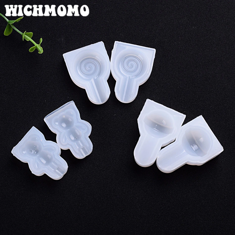 

2019 New 1PCS Bear lollipop Craft DIY Transparent UV Resin Liquid Silicone Combination Molds for Necklace Earring Making Jewelry