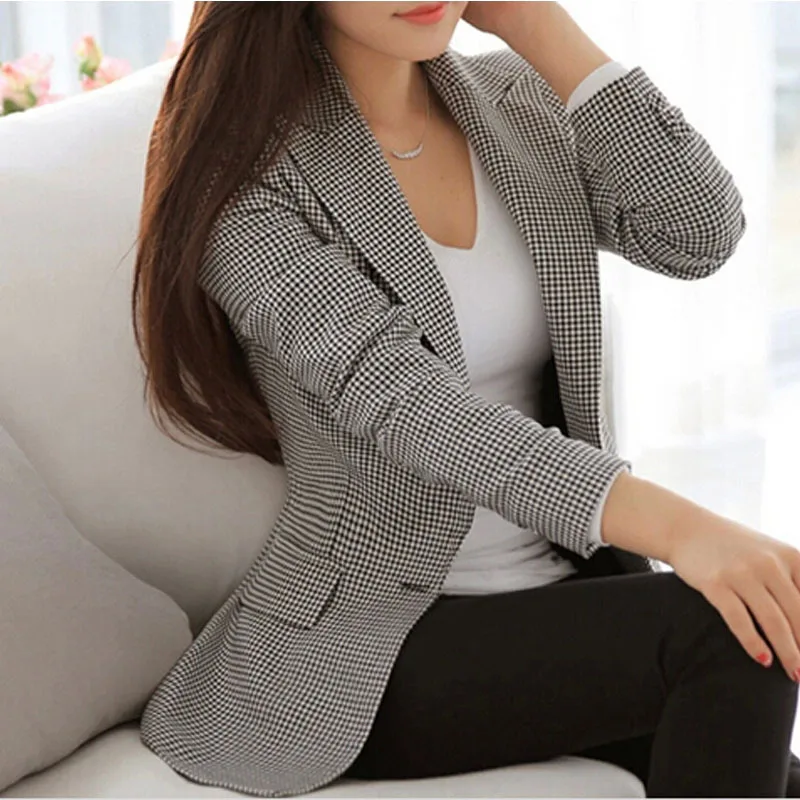 

Women Plaid Blazers and Jackets Suit Ladies Long Sleeve Work Wear Blazer Plus Size Casual Female Outerwear Wear to Work Coat