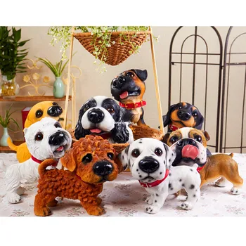 

Cute Puppy Statue Golden Retriever Poodle DALMATIAN Dachshund Rottweiler Bull Terrier Resin Home Decor Birthday Gift Boxed W53