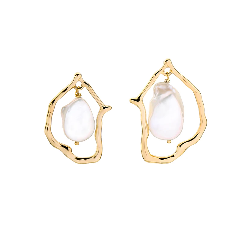 

Cute Korean Hollow Rhombus Drop Earrings For Women Gold Color Pearl Leaf Dangle Earrings Piercing Statement Jewelry Gift