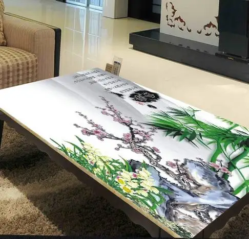 

Custom 3d PVC wallpaper murals bamboo and chrysanthemum wallpaper waterproof PVC landscape murals rolls