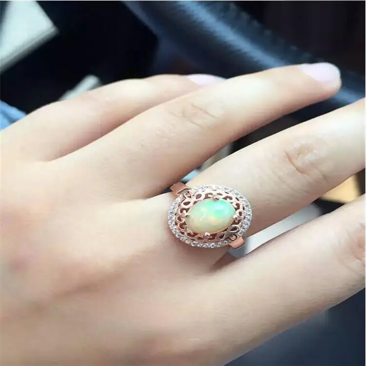 Natural OPal ring Fashion Ring REAL S925 sterling silver inlaid Natural