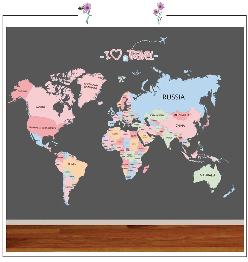 Горячая карта мира стикер для детей Красочные английские Mapa Mundi настенные наклейки для гостиной diy спальня Adesivo де Parede SD199