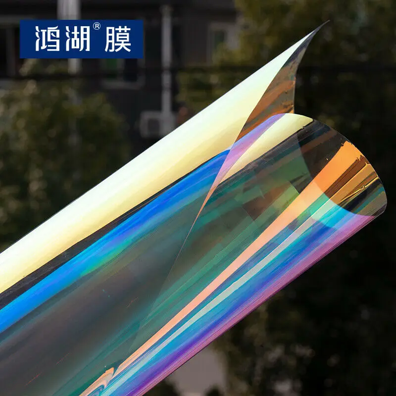 Best Offers 1.37x30m/54''x100ft Building Decorative Privacy Self Adhesive Window Film Chameleon Vinyl Rainbow Laser Stickers Party Decor