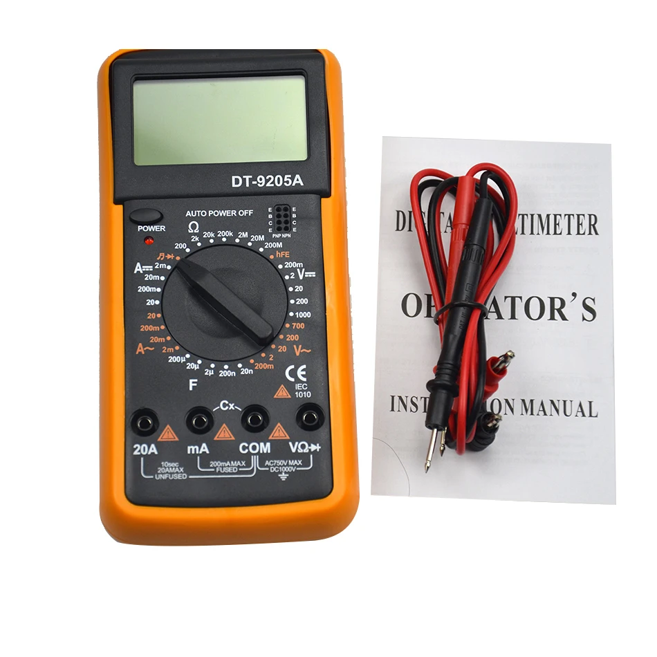 

Free Shipping DT9205A AC DC LCD Display Hot Sale Professional Electric Handheld Digital Multimeter Tester Multimetro Multitester