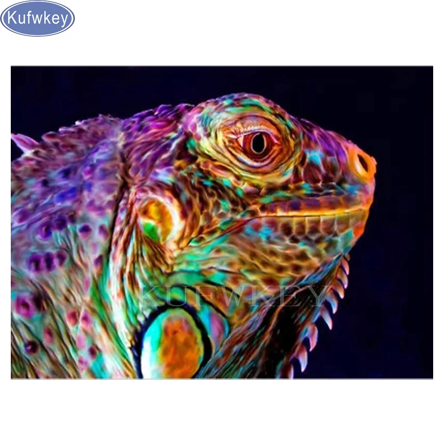 

DIY Diamond Painting"colorful Iguana"Cross Stitch Kit Full Diamond Embroidery 5D full Square Diamond Mosaic housewarming gift.