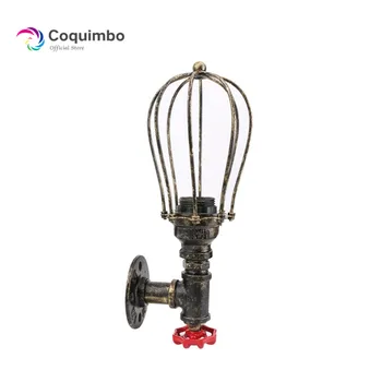 

Coquimbo American Vintage Industrial Water Pipe Wall Lamp Inon Lampshade Sconce Bar Coffee Light Fixtures Home Decor Apliques