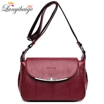 

2019 high quality leather messenger bags for women small shoulder bags luxury brand woman handbag casual multi-pocket handbags