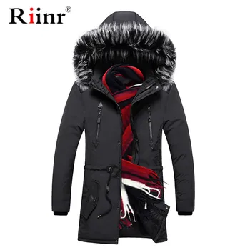 

Riinr Winter Men Thick Parka Coat 2019 Men's Casual Hooded Parkas Jacket Outerwear Male Fashion Warm Parkas Overcoat Long