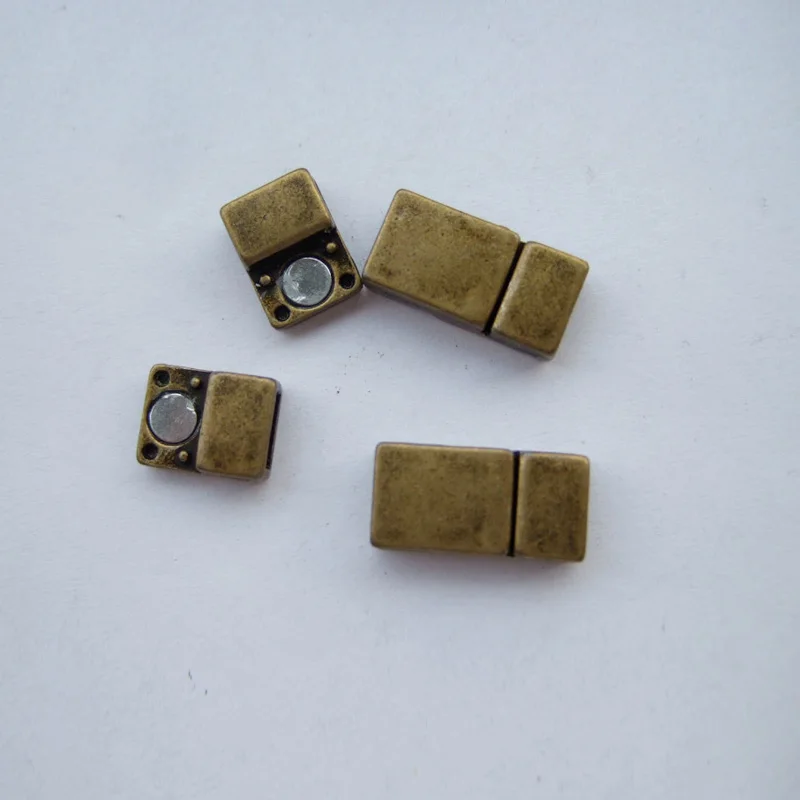 

5 Sets Antique Bronze 6x2mm Flat Magnetic Clasps for 6mm Flat Leather clasp