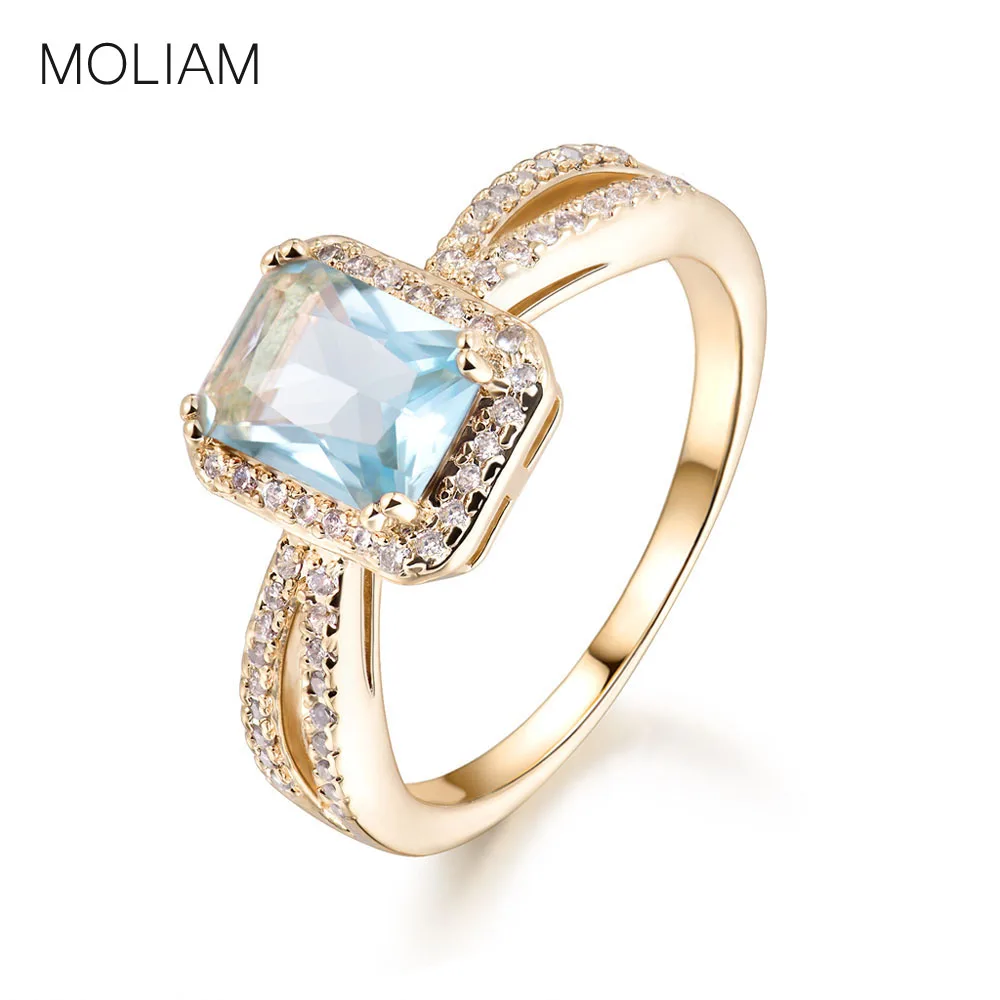 

MOLIAM Square Cubic Zircon Rings for Ladies Light Blue/Green Stone Finger Rings 2017 Fashion Trendy Jewelry Gift MLR376/MLR377