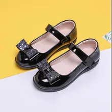 Школьная черная кожаная обувь; детская танцевальная обувь принцессы с бантом для девочек; детская Студенческая кожаная обувь для девочек 4, 5, 6, 7, От 8 до 15 лет