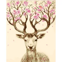 MOLEK DIY картина маслом по номерам комплект счастливый олень абстрактная раскраска живопись на холсте домашний Декор стены искусства для гостиной