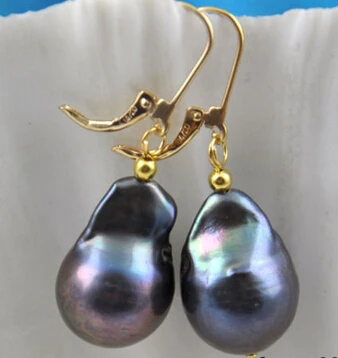 

ry00880 baroque black reborn keshi pearl dangle earring