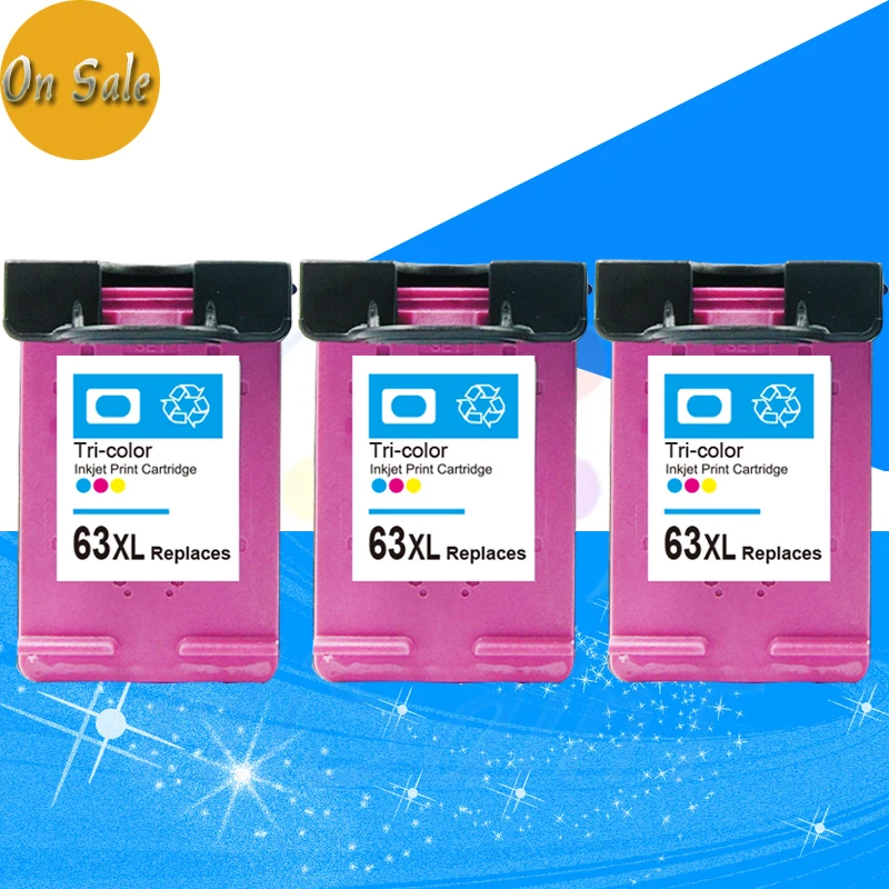 Hot sale 3 Packs Color for HP 63XL HP63XL HP63 IN Ink cartridge for HP DESKJET 1111 2132 3630
