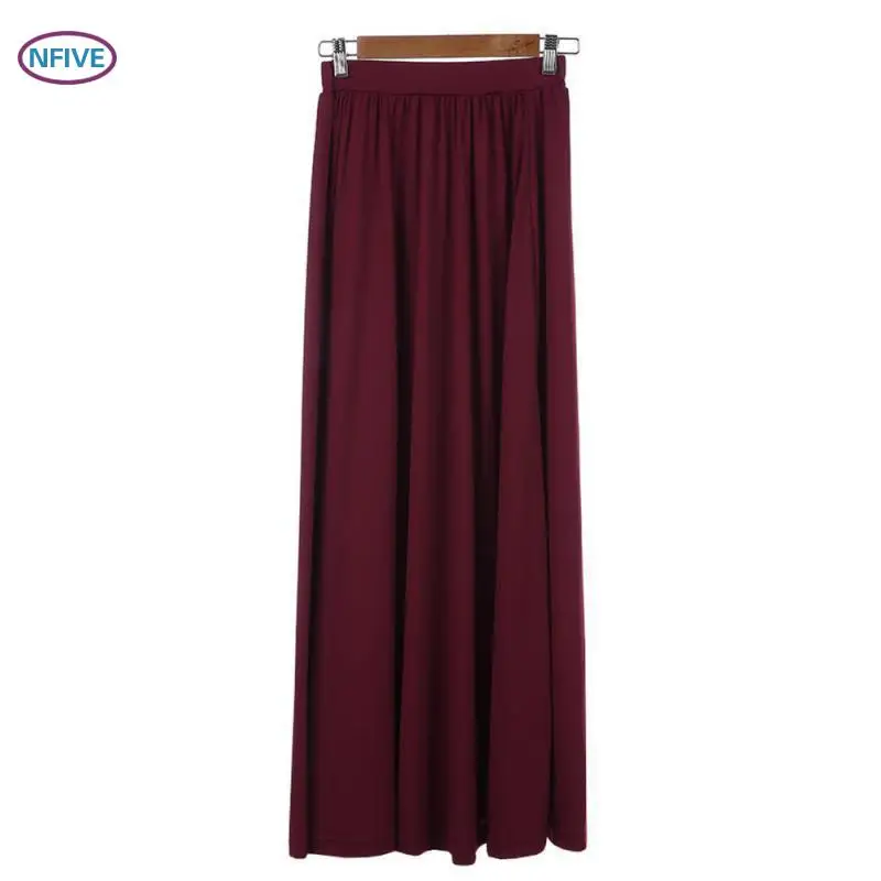 NFIVE бренд женские тонкие длинные юбки осень зима Европейская Новая мода чистый цвет эластичный пояс простая повседневная юбка в складку