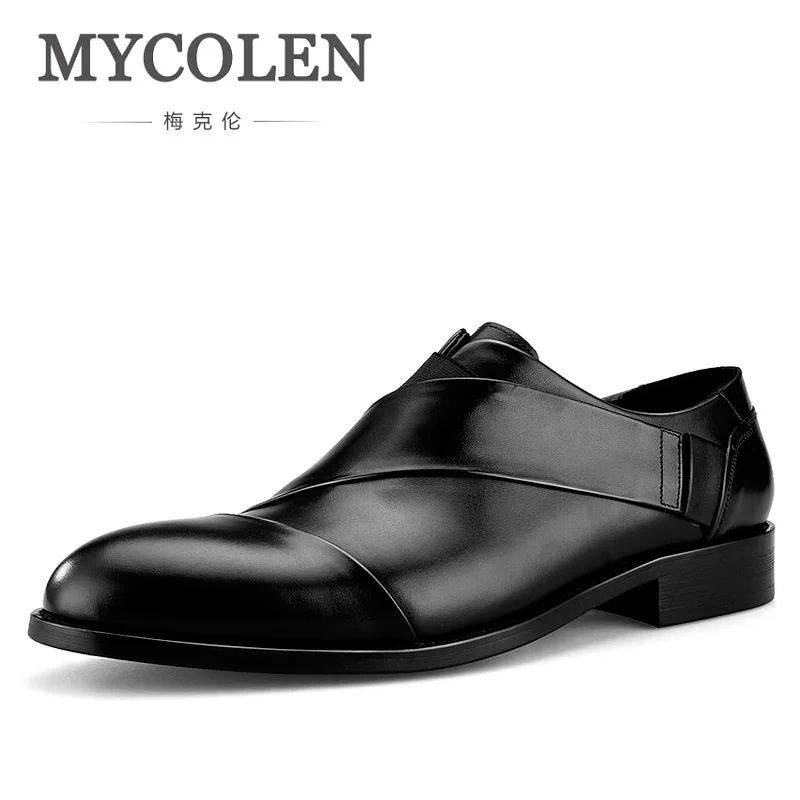 MYCOLEN New Luxury Brand Leather Shoes Men Pointed Toe Fashion Man Dress Shoes Black Top Quality Wedding Shoes Tenis Preto