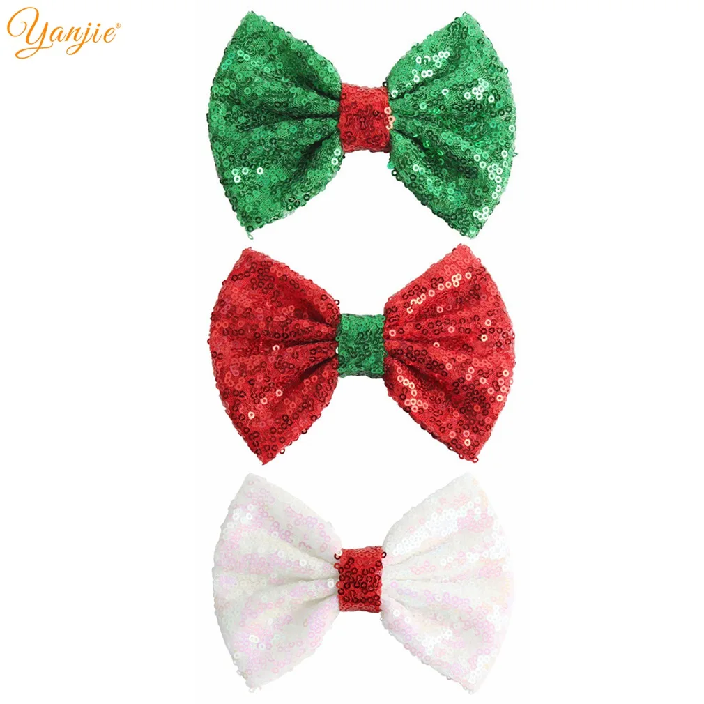 Large Hair Bow Clip Bobble Headband Girls Red Minnie Fabric Hair Bows