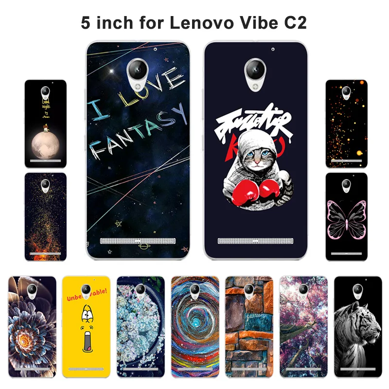 

5.0" for Lenovo Vibe C2 Soft Silicone TPU Case for Lenovo Vibe C2 K10A40 Case Fashion Painted Protector For Lenovo C2 Coque