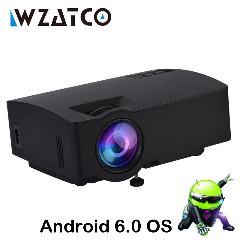 WZATCO Mini LED Projector 1800Lumens Home Theater HDMI support Full HD 1080P 4k online video Android Wifi Smart Beamer Proyector