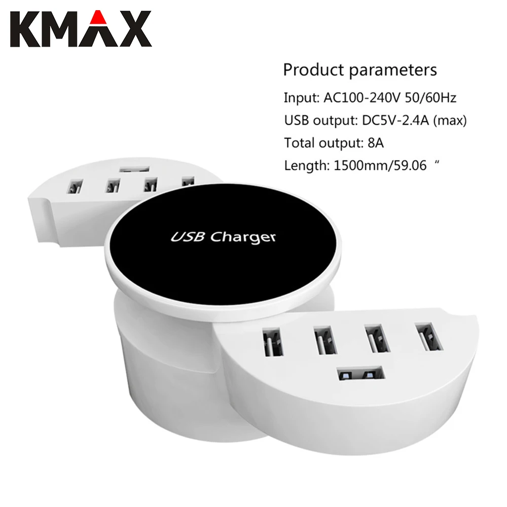 

KMAX Universal Phone Charger Charging Pad USB Charger 10 Ports USB Socket for Samsung Galaxy S6 S7 Edge Google Nexus 4/5