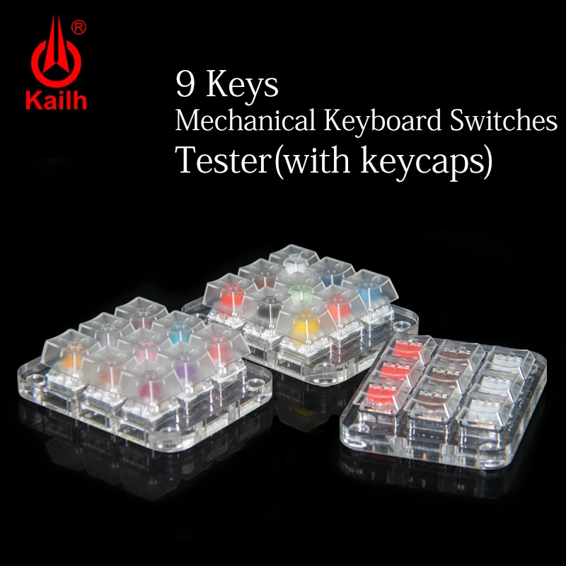 9 Keycaps Mechanical Keyboard Switches Tester Translucent Clear Keycaps Kit For Kailh MX Sampler Caps Testing Tool
