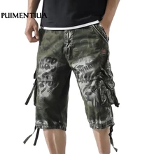 Мужские шорты-карго Pui tiua, свободные, с несколькими карманами, для улицы, камуфляжный принт, шорты для тренировок, хлопковые повседневные шорты