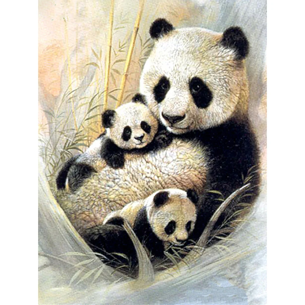 Oly 5D Diamond Painting Panda Mama Full Round Mosaic Sale Rhinestone Cute Baby Embroidery | Дом и сад