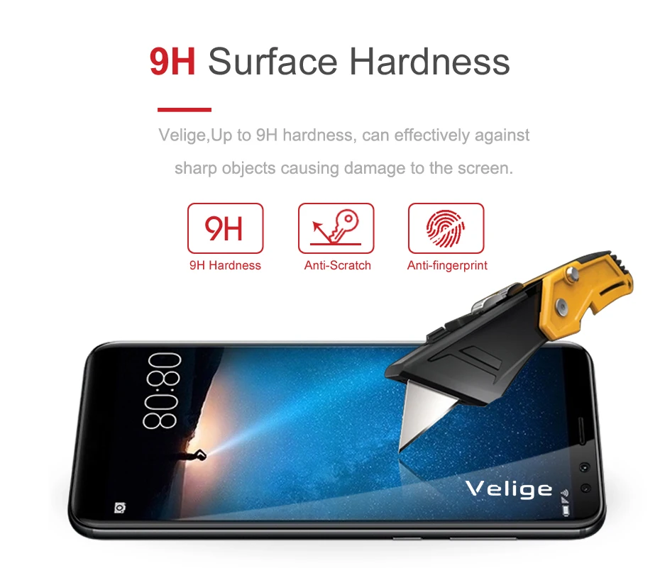 Закаленное стекло Velige с полным покрытием для Huawei Nova 2i Nova2i 2 i Защитная пленка