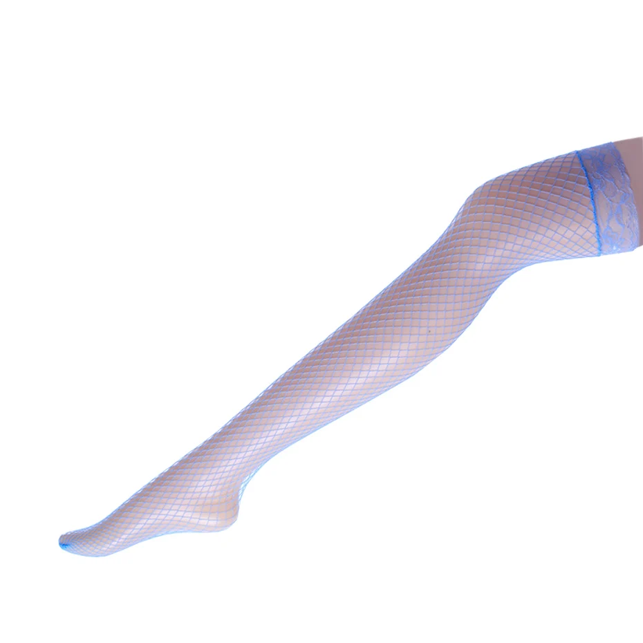 Кружевные длинные сетчатые носки для глаз Соблазнительные пикантные сетчатые носки привлекательные сетчатые чулочно-носочные изделия подходящие полупроникающие сексуальные - Цвет: Blue