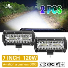 Światło co 7 Cal Offroad 120W LED światło robocze 3-rząd miejscu powódź Combo automatyczne światło LED Bar dla ATV Lada Niva 4x4 łodzi listwa LED 12V 24V